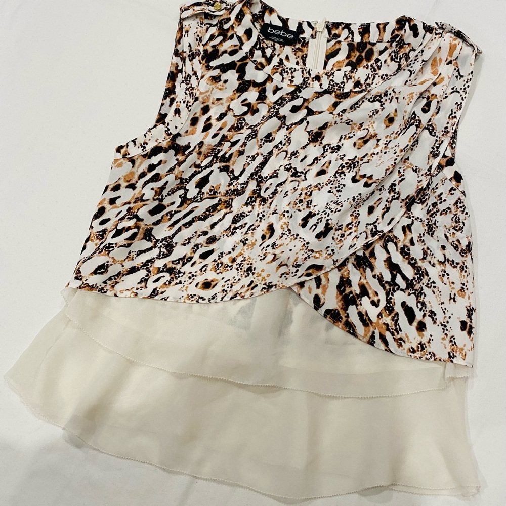 Bebe Leopard Print Layered top